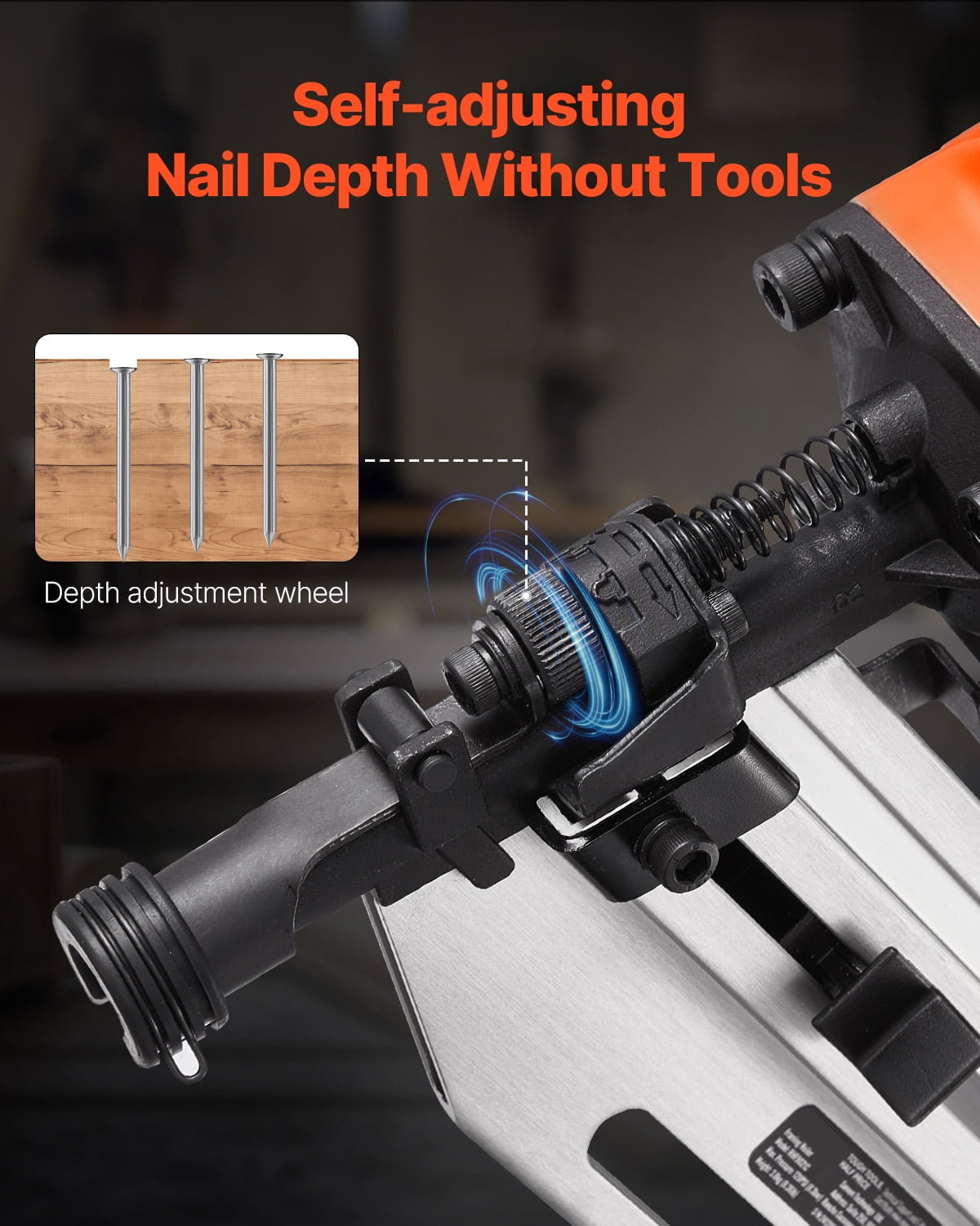 KFFKFF Pneumatic Framing Nailer, 80-120PSI Air-Powered Nail Gun, Compatible with 2" to 3-1/2" Nails, 21-Degree Full Round Head Design, Featuring Adjustable Depth Control and Dual Trigger Options