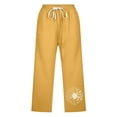 thumbnail image 4 of Womens Pants Spring Summer Lace Up Loose Slacks Solid Drawstring Capri Pants Pocket Yellow Loose Pants for Women S, 4 of 4