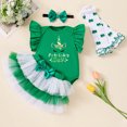 thumbnail image 7 of CUZIBR Baby Girl Winter Outfits Carnival Letter Print Romper Skirt Two Piece Set Ruffles Long Sleeve Jumpsuit Ruffled Tiered Skirts Casual Dress Wear Fall Winter Outfits,Green1,6-9 Months, 7 of 7