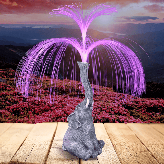 1 Piece Solar-Powered Creative Elephant Statue Fountain Light Outdoor Waterproof LED Decor Light for GardenLawBalcony Porch PondUnique Gift for Outdoor Decoration