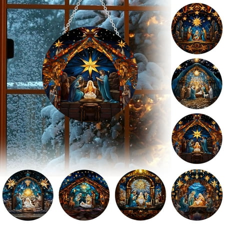 

Isvgxsz Clearance Grinch Christmas Decorations Round Acrylic Christmas Jesu Decoration Reveal Hanging Plaques Holiday Wall Decoration Wall Decor