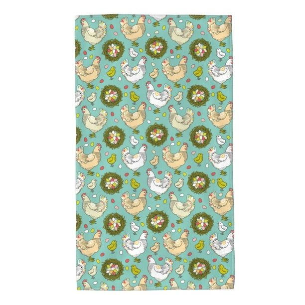 Balery Chicken Laying Eggs Toalla de Microfibra Premium con Estampado – 27.5x16 pulgadas, Alta Absorción, Suave y Aterciopelada, Secado Rápido