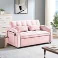 thumbnail image 4 of DEALTOPS Pull Out Sofa Bed, Velvet Loveseat Sleeper with Cup Holders, USB Ports and A Phone Stand, Pink, 4 of 8