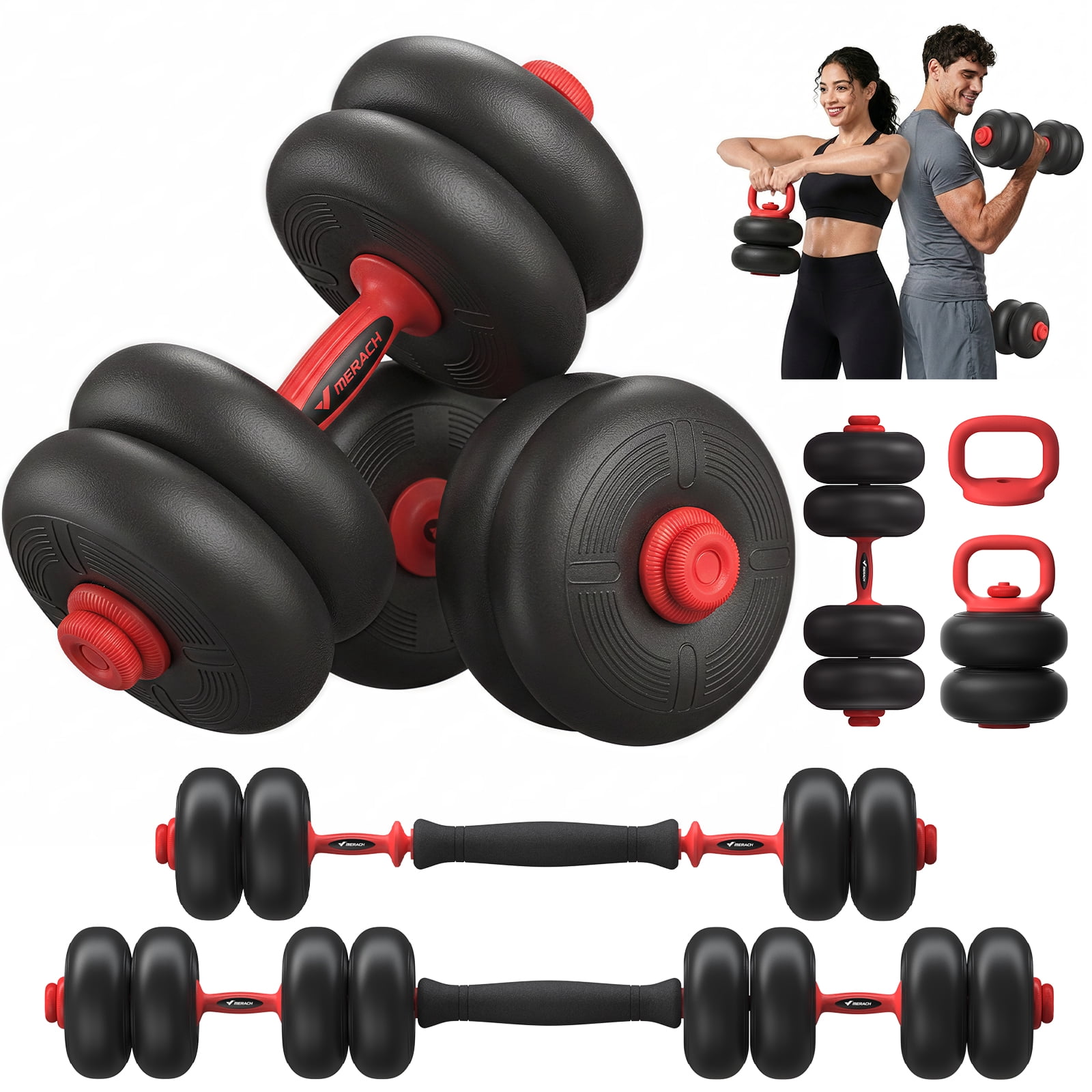 Merach 45 lb Adjustable Dumbbell and Kettlebell Set photo 1
