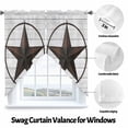 thumbnail image 3 of Swag Curtain Valances Western Texas Star Barn Swag Valances for Kitchen Windows Rustic Wood Grain Short Topper Curtains Valance Tier Pair for Kitchen Bedroom Living Room Bathroom 28"x36", 3 of 8