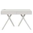 thumbnail image 2 of Foli 2-Drawer Solid Wood Writing Desk with USB Ports, Luminous White, 2 of 12