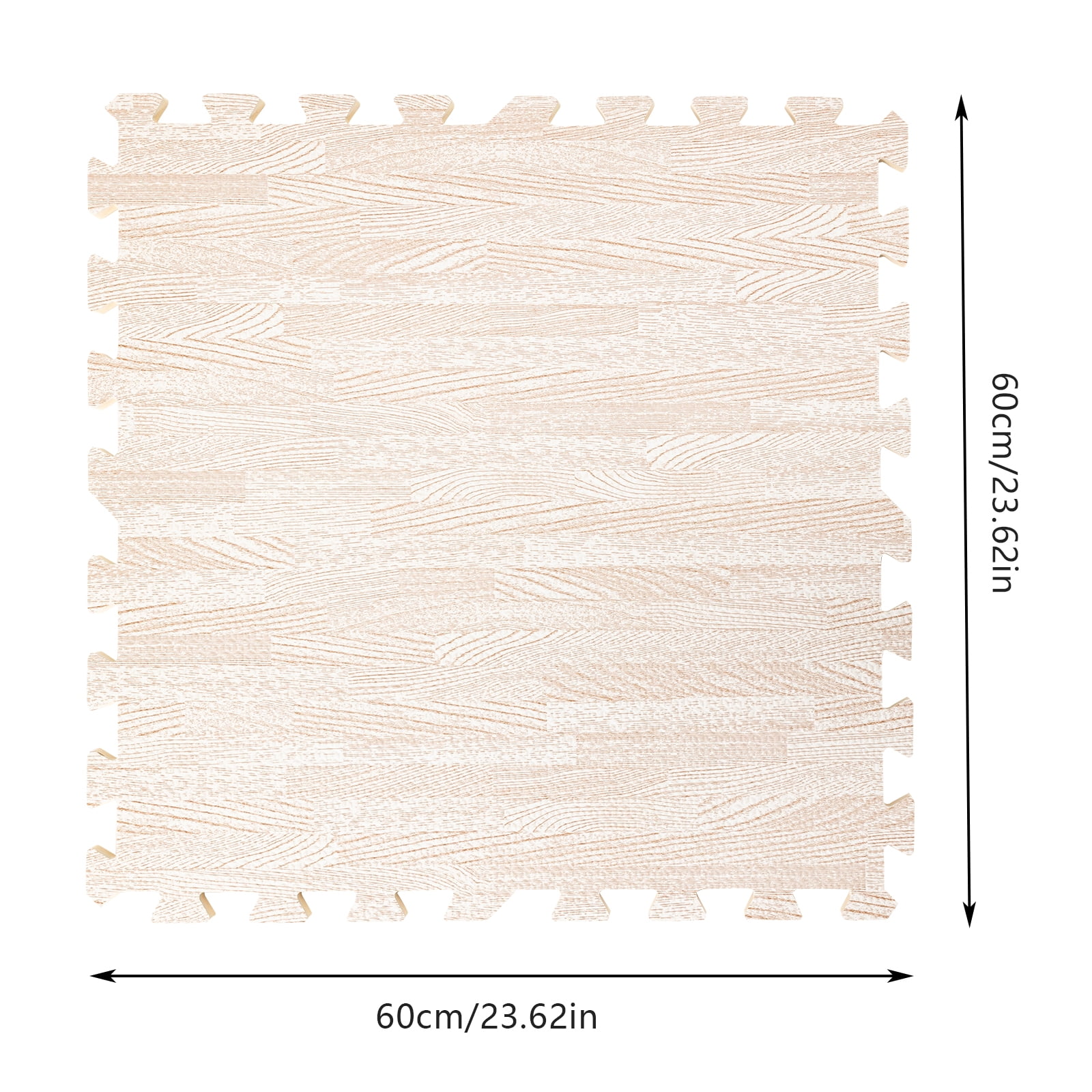 Wildnix White Wood Grain Foam Tiles, 25 Interlocking EVA/PE Hybrid Mats for Home or Office, Cushioned and Non-slip Floor Mats with Easy Installation