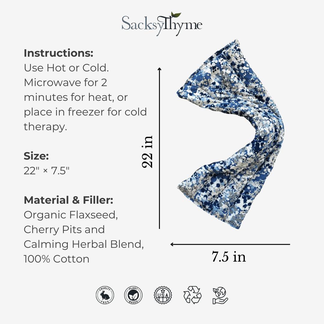 SacksyThyme Microwave Moist Heat Therapy Heating Pad for Back, Stomach, Shoulder, 22" x 7.5"