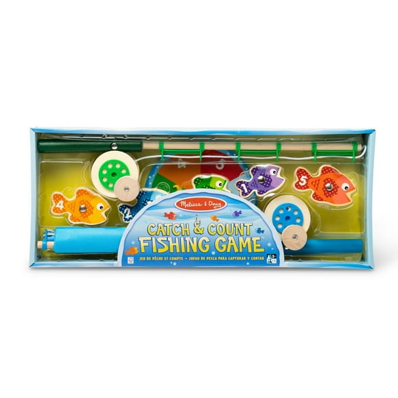 Melissa & Doug Catch & Count Wooden Fishing Game With 2 Magnetic Rods - FSC Certified