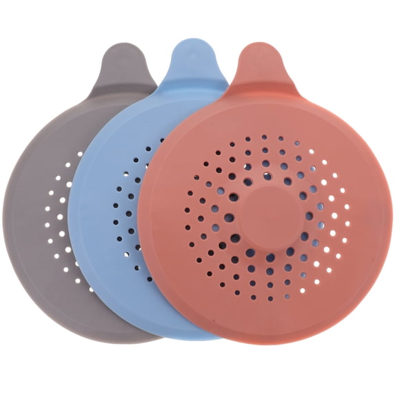 CIMAXIC Shower Hair Catcher TPR 3Pcs Gray Drain Cover for Kitchen and Bathroom Use