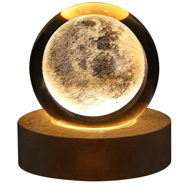 Luz De Bola De Cristal Moon Galaxy Con Base De , Lámpara De Estrella Romántica Para Niños, Luz Nocturna LED Con Carga USB, Luz Ambiental Interior Para Cama, El Mejor Para