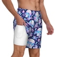 thumbnail image 3 of Goofa crystal Skull flower leaf Printed Men's Swim Trunks Board Shorts Quick Dry Mens Swimming Trunks with Compression Liner,Breathable Fit Hawaii Beach Shorts-3X-Large, 3 of 9