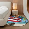 thumbnail image 2 of Puerto Rico Flag Sea Round Area Rug 4Ft Washable Circle Rugs for Bedroom Dining Room, Beach Palm Trees Boat Nautical Non-Slip Carpet Floor Mats Indoor Outdoor Carpet Runner Aesthetic Home Decor, 2 of 8