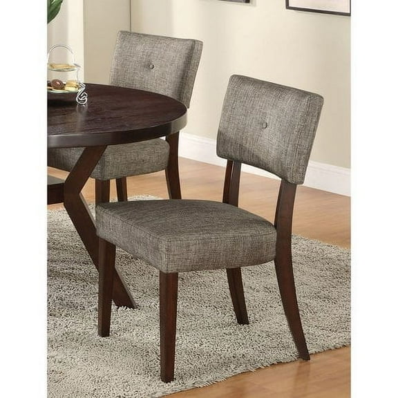 Acme Furniture Drake Side Chair (Set-2) in Gray Fabric & Espresso Finish