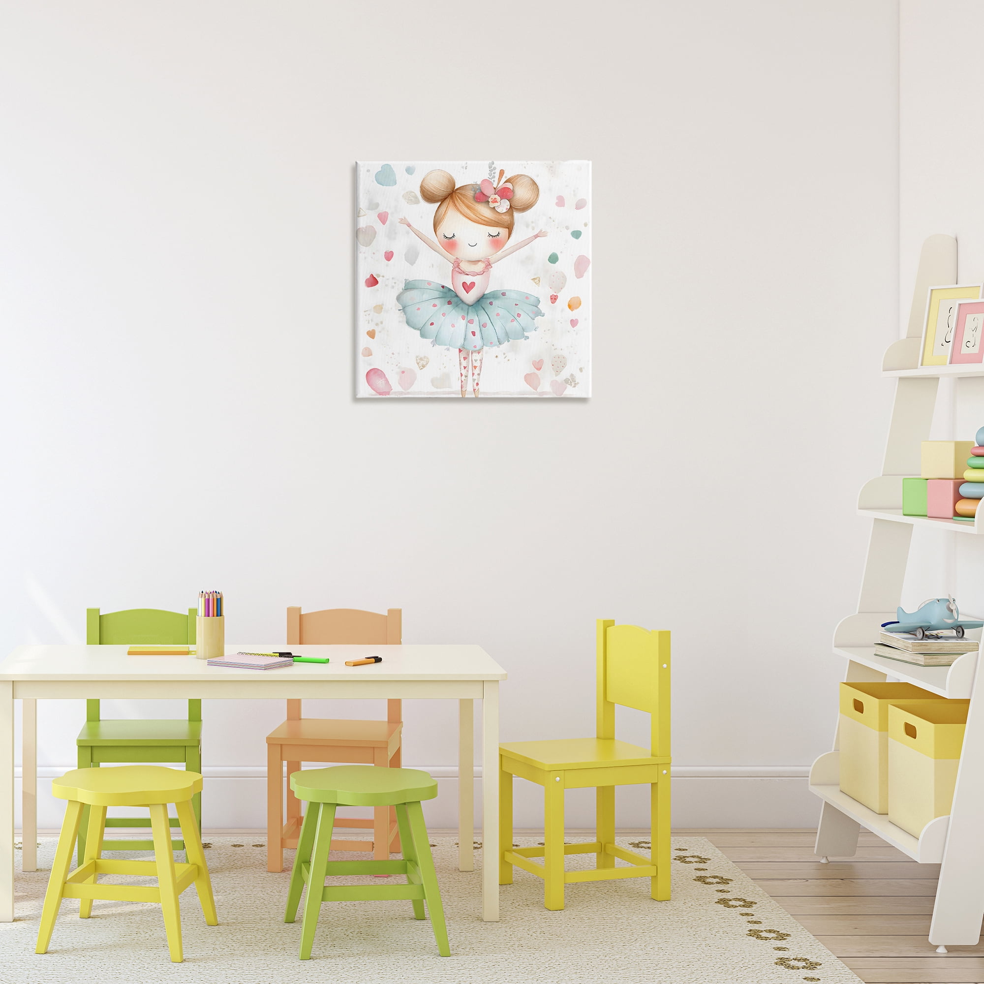 Stupell Industries Cute Ballerina with Hearts Canvas Wall Art, design by Creative Studio