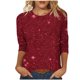 thumbnail image 2 of Tejiojio Women's Sequin Top Round Neck 3/4 Sleeves Sparkly Casual Party Blouse S-2XL, 2 of 5