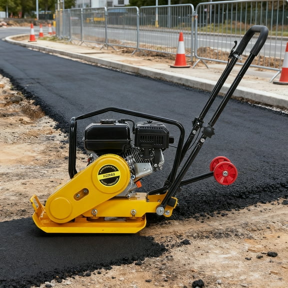 CazToi Heavy Duty Plate Compactor Rammer 7HP 4200Lb Compaction Force 5600 VPM 22x16 Inch Plate
