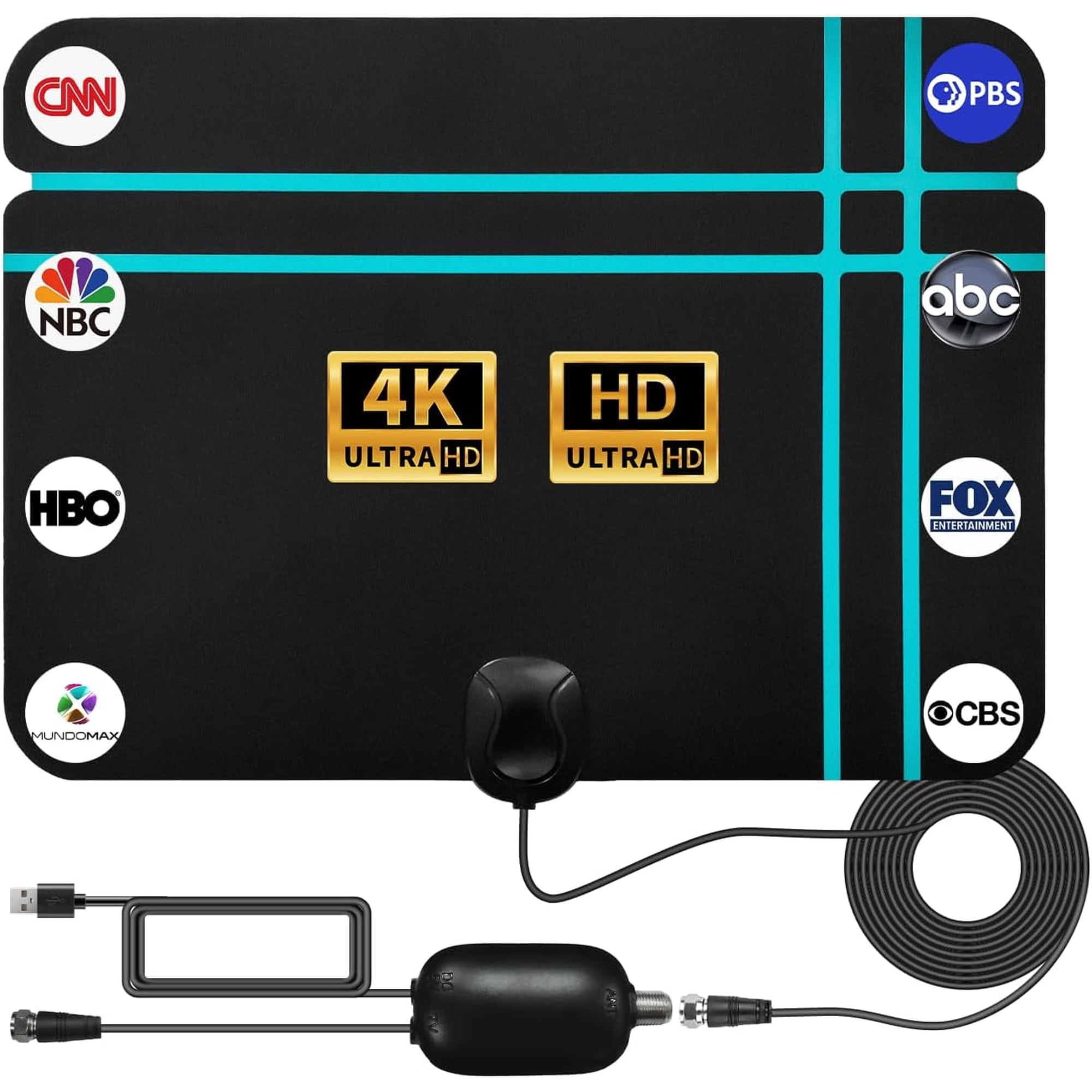 2026 TV Antenna 1900+ Miles Long Range, Indoor Digital Antenna for Smart & Older TVs, TV Antenna with Amplified for Local Channels Support 8K 4K HDTV 1080p Support, 9.84ft Coaxial Cable