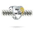 thumbnail image 2 of Bling Jewelry Womens Flower Daisy CZ Heart 'My Wife' Charm Bead 14K Gold Plated Silver Fit Bracelet, 2 of 4