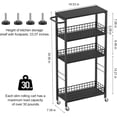 thumbnail image 2 of Slim Storage Cart Narrow Laundry Cart on Wheels Utility Kitchen Rolling Rack with Wood Tabletop Mobile Shelving Unit Bathroom Storage Organizer Slide Out Rolling Tower for Narrow S, 2 of 7