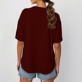 thumbnail image 3 of NAMTYQX Cute Tops for Teen Girls Oversized Breathable Crewneck Comfy Short Sleeve Muster Print Light Cute Womens Graphic T Shirts Wine Size 2XL, 3 of 4