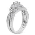 thumbnail image 2 of Dazzlingrock Collection 1.10 Carat (Ctw) 14K White Diamond 3 Stone Halo Bridal Engagement Ring Set 1 CT, White Gold, Size 6.5, 2 of 4