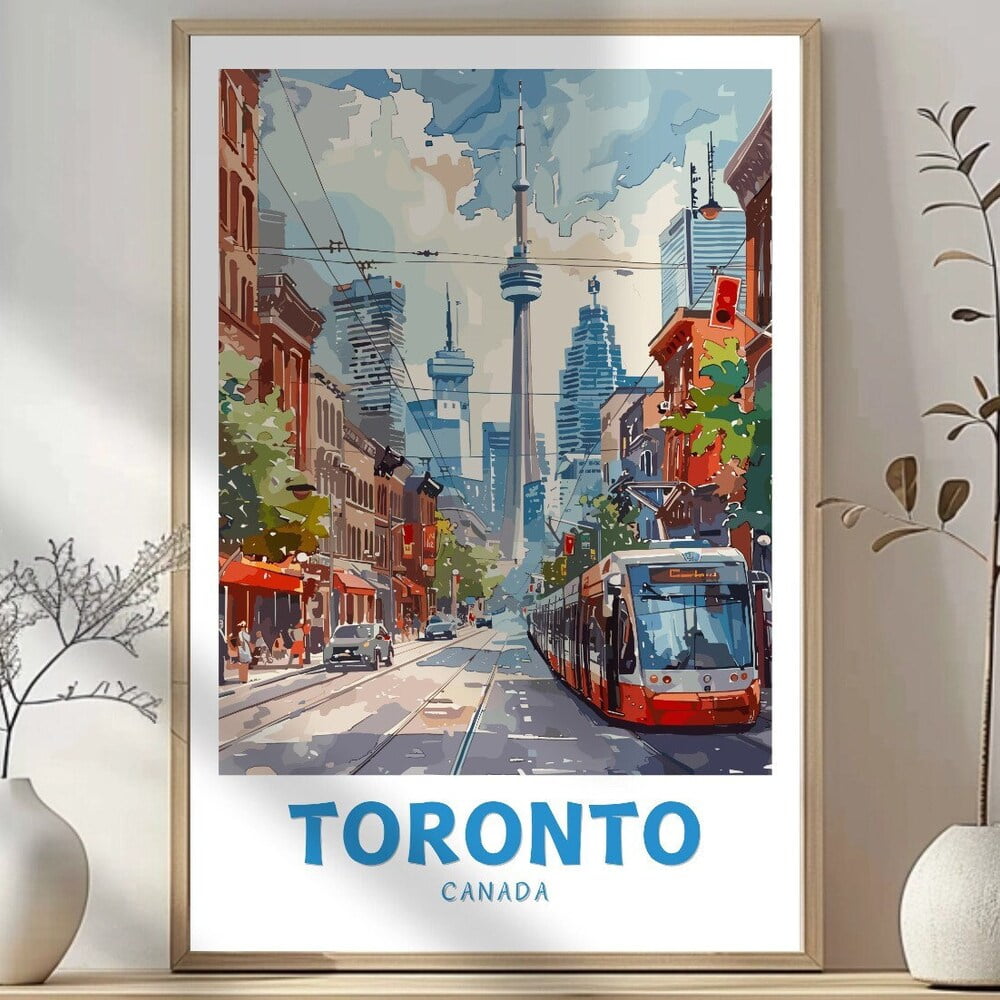 Toronto Skyline Poster: Cn Tower Downtown Art Print Home Decor Office Wall Art Living Room Decor, Paper Poster Only