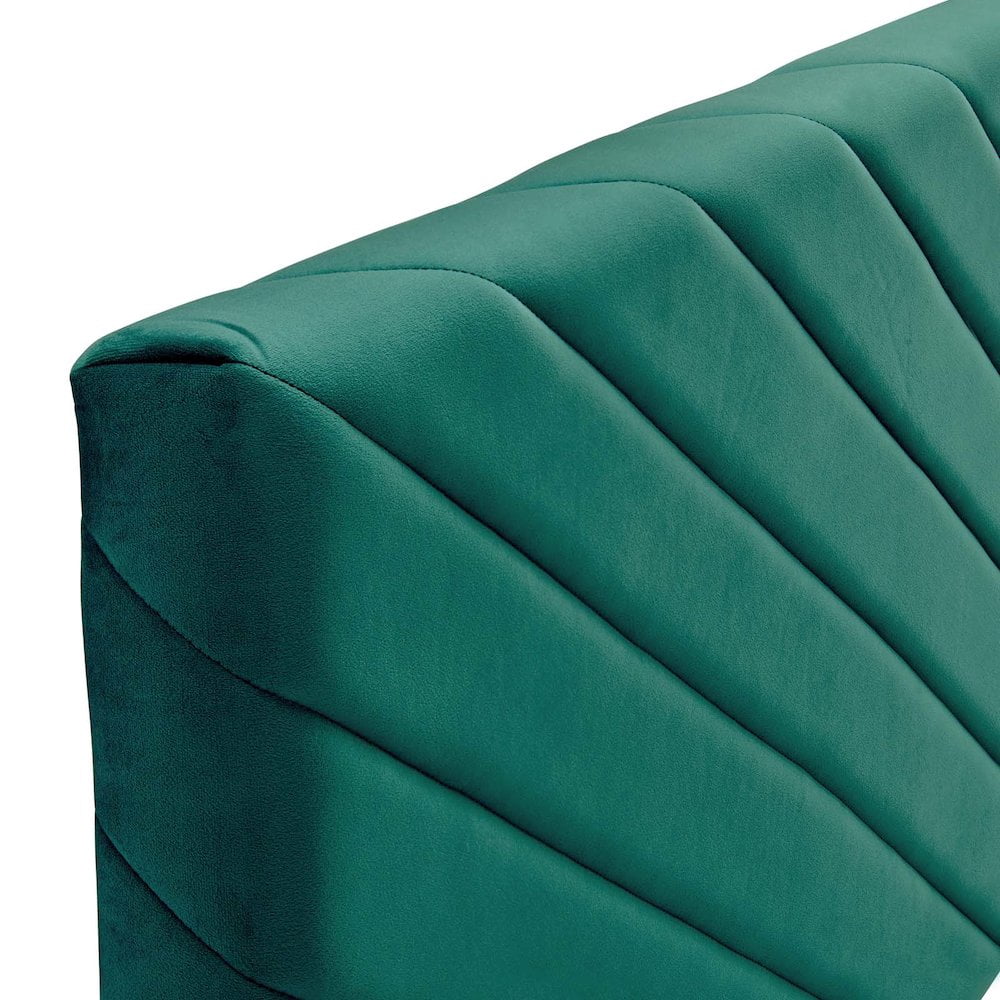 Modway Alyson Angular Channel Tufted Velvet Twin Headboard in Teal Blue