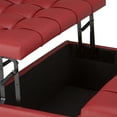 thumbnail image 6 of Harrison 36 inch Wide Transitional Coffee Table Storage Ottoman in Crimson Red Vegan Leather, 6 of 11