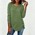 thumbnail image 4 of hotojiny Oversized Tshirts for Women Crewneck Curved Hem Tunic Tees Long Sleeve Loose Basic Tops Fall Pullover(Army Green,Large), 4 of 7