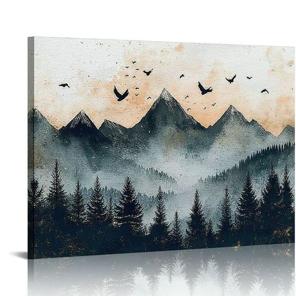 Patifu Wall Art for Living Room Home Decorations Black And White Wall Painting Canvas Wall Decor For Bedroom Modern Office Decor Abstract Mountains Landscape Artwork Wall Pictures Ready