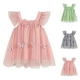 thumbnail image 4 of ZACPNCV Toddler Girls Vintage Party Dress Ruffled Sleeve A-Line Tulle Flower Girls Dresses for Wedding Birthday Gray 3-4 Years, 4 of 4