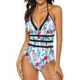 thumbnail image 2 of NICKSUN Maillot de Bain une Pièce pour Femmes Contrôle du Ventre Maillot de Bain Modeste Col en V, 2 of 7