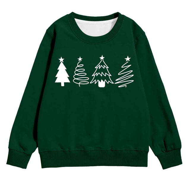 Petit Enfant Imprimé Filles Chandail à Manches Longues à Col Rond avec Poche pour l'Hiver Tenue Décontractée de Vacances Chandail à Enfiler pour Enfants Chandails à Capuchon pour Enfants Chandail pour Tout-Petits Filles 4t Chandail Fille Fille N 4t Vêtements Vert 5-6 Ans