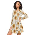thumbnail image 3 of FORMRS Womens Long Sleeve Nightgowns Crew Neck Sleep Shirt Soft Pajamas Sizes S-3XL, Beige Sunflower Pattern, 3 of 8