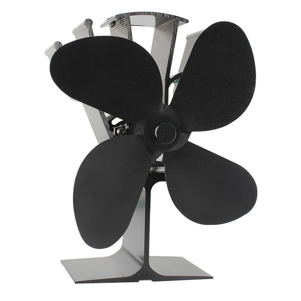 Black Fan Blade Burner Fireplace Fan 4 Blades Stove Fan Burning Stove Heat Powered Fan Fireplace