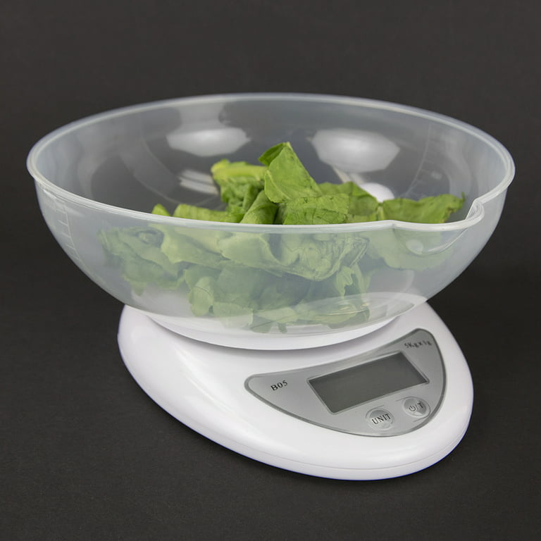 Home Basics Digital Food Scale with Plastic Bowl, White