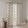 thumbnail image 5 of Fretwork Print Blackout Window Curtain, Grommet Top Window Curtain Panel for Living Room Bedroom, Scroll Geometric Fretwork Print Design Window Curtain Panel in Grommet Top, Khaki+Black, 5 of 9