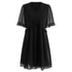 thumbnail image 2 of Mini Vestido corto informal LHCER volante de gasa alta densidad ligero suelto manga corta para fiestas compras en la playa Negro XL, 2 of 5