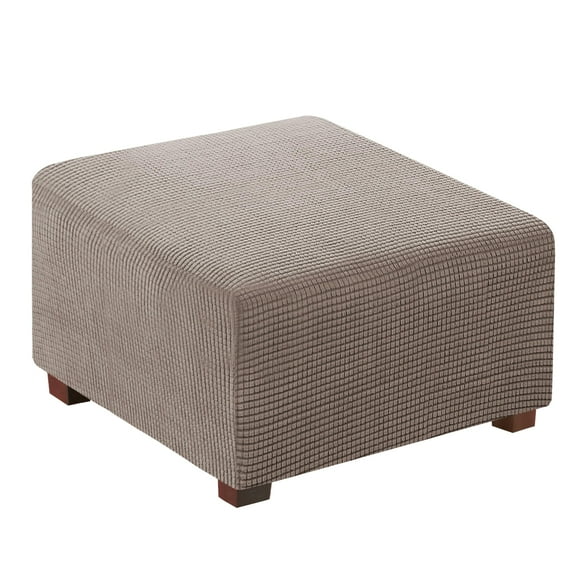 Flamingo P Housse Extensible pour Ottoman Carrée Housse de Protection pour Meubles Protecteur de Tabouret de Rangement Pliant Housse Douce avec Fond Élastique - Taupe