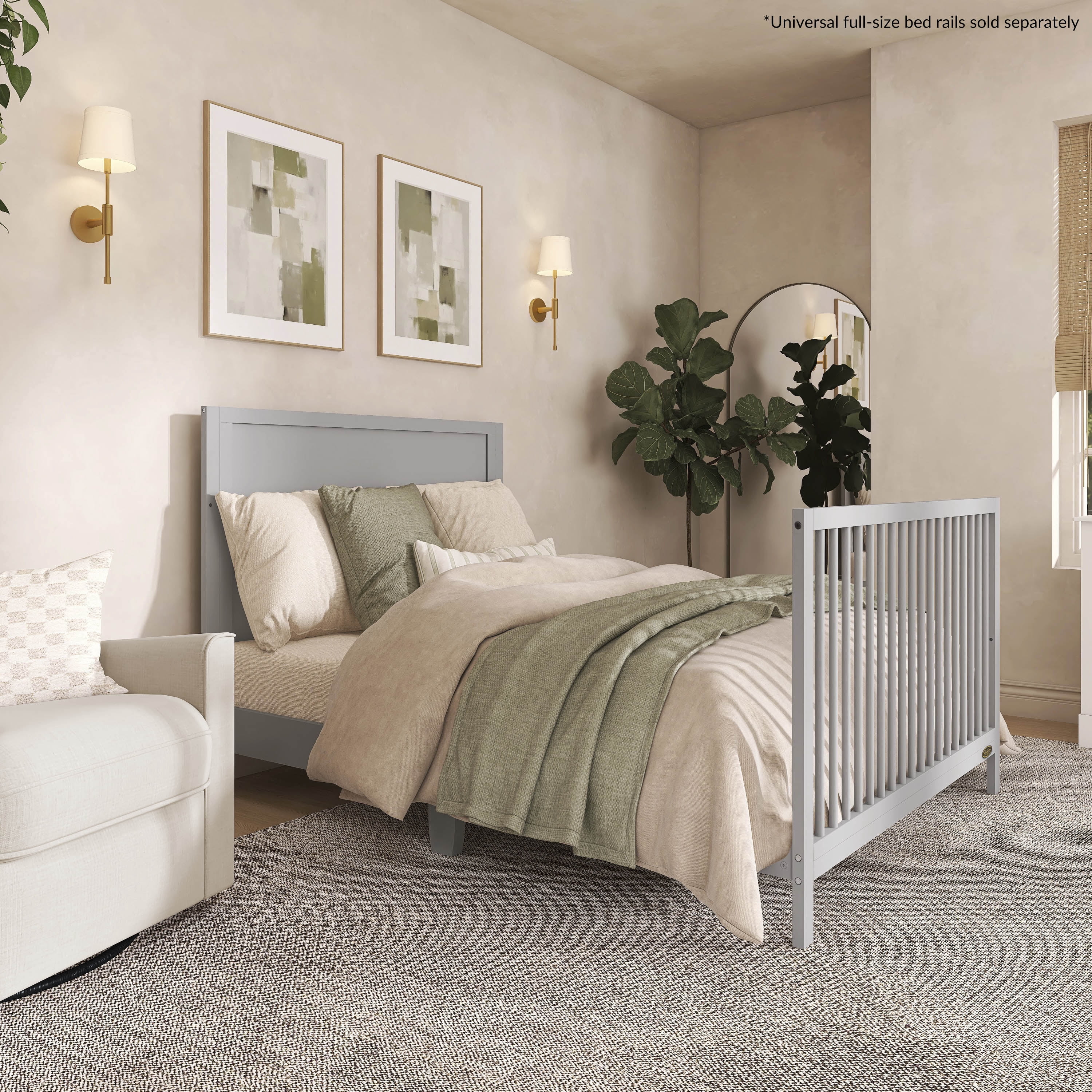 Dream On Me Dillian 3 in 1 Convertible Crib, Pebble Grey