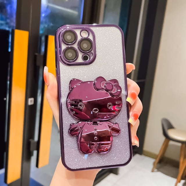 Funda de teléfono móvil de TPU con espejo de maquillaje 3D de Hello Kitty, Popular entre las chicas, con soporte para iPhone 14, 13, 12, 11 Pro max