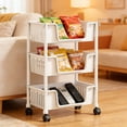 thumbnail image 6 of Tepsmf 3 Tier Movable Plastic Storage Rack Large Capacity Layered Storage Rack With Wheels Living Room/bedroom/bathroom/kitchen Item Storage Rack, 6 of 6
