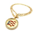 thumbnail image 2 of Flag of Puerto Rico Pride Rhinestone Medal Pendant 24" Various Chain Necklace in Gold, Silver Tone, 2 of 2