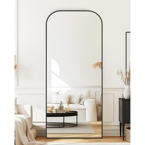 Gleamira 71"x 26" Arched Rectangle Full Length Mirror Aluminum Alloy Framed Floor Mirror,Black