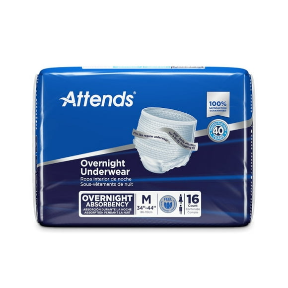 Attends Overnight Underwear with Extended Protection - Medium - Case of 64pc