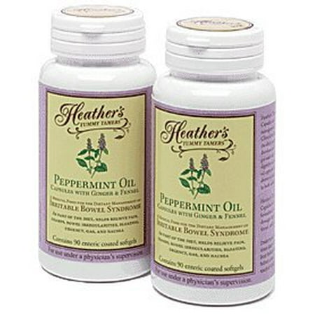 Heathers Tummy Tamers Peppermint Oil Capsules For IBS Enteric Coated 90ct 2Pack