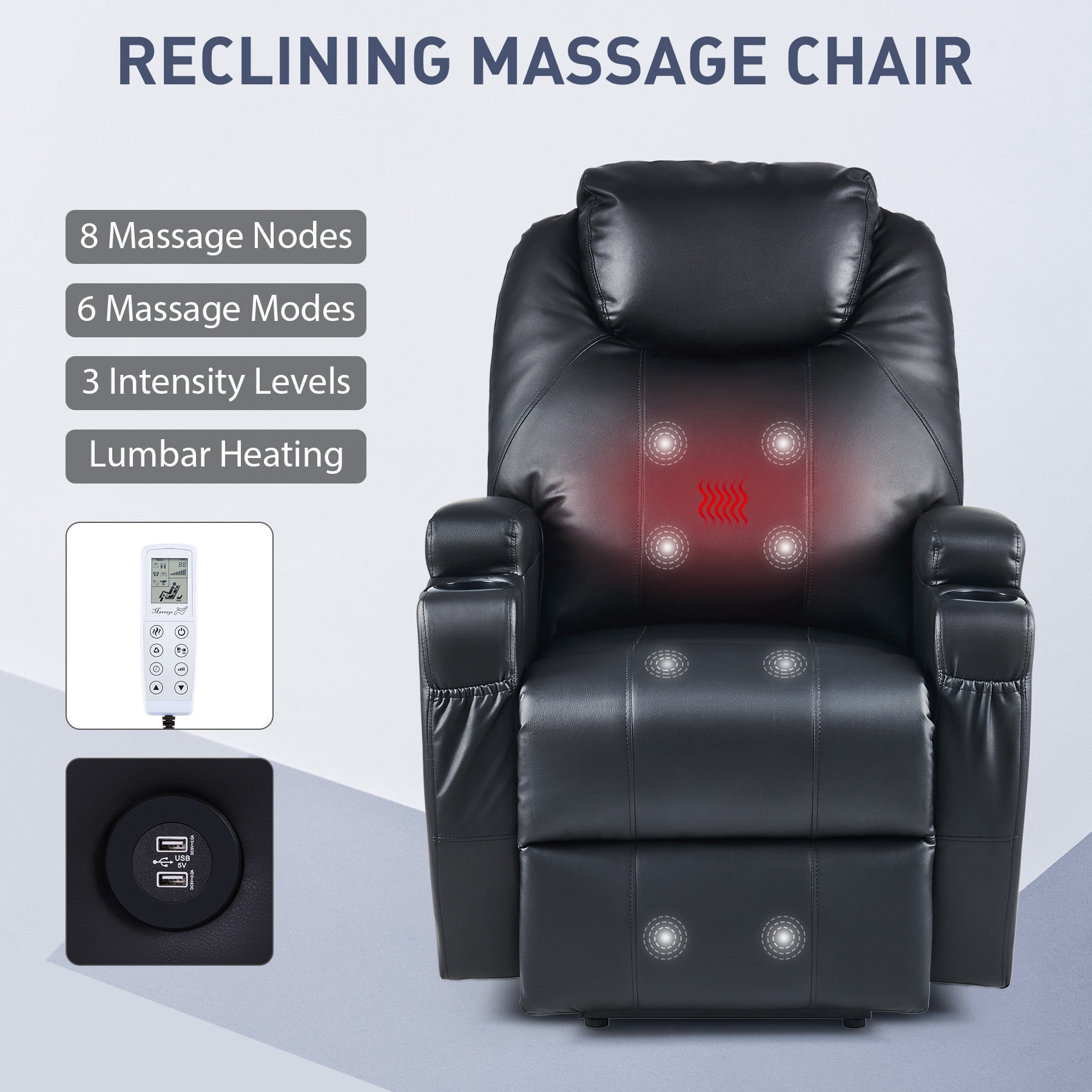 Plush heated massage chair pad with remote hot sale