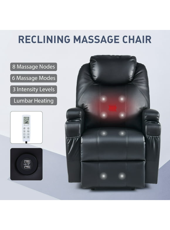 Bestco Heated Reclining Massage Chair with Footrest for Living Room Bedroom More Black