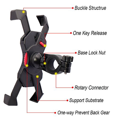 visnfa Bike Phone Mount Anti Shake and Stable Cradle Clamp with 360° Rotation Bicycle Phone Mount/Bike Accessories/Bike Phone Holder for iPhone Android GPS Other Devices Between 3.5 to 6.5 inches 